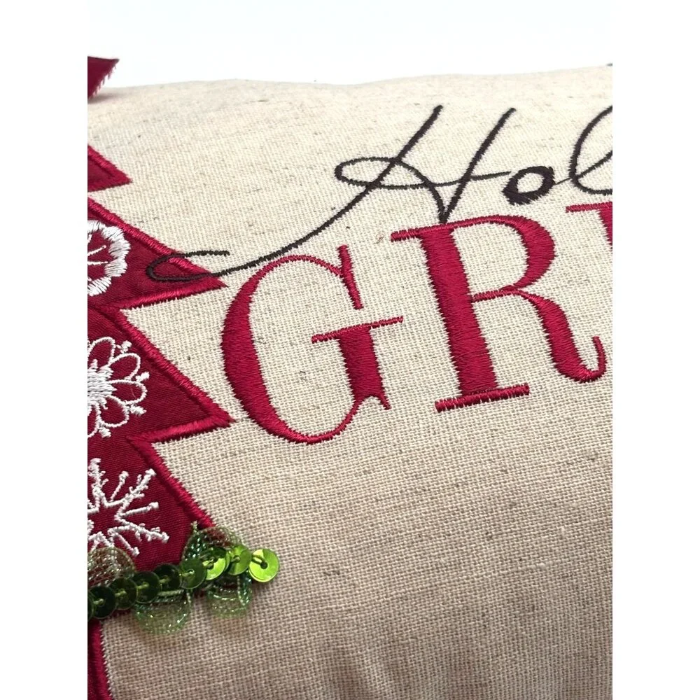XIA Home Fashions Holiday Greetings 8 x 18 Feather Accent Pillow